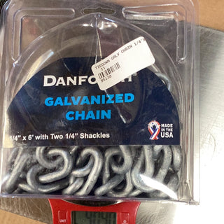 Galvanized Chain Tie-Down - 1/4" x 6' with Shackles for Secure Load Restraint