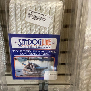 3/8" x 25' White Double Twisted Nylon Dock Line - Reliable and Aesthetic Mooring
